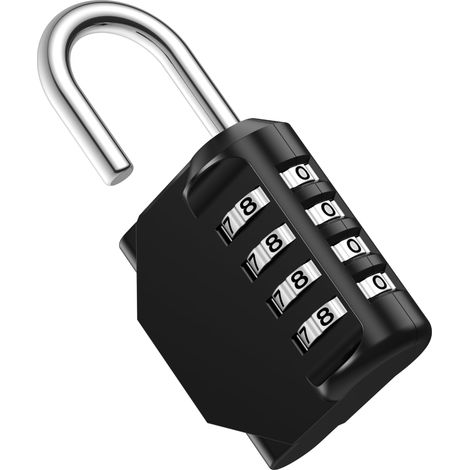 Cadenas à combinaison, cadenas étanche à 4 chiffres pour casier, cadenas d'extérieur, convient aux casiers de salle de sport, boîtes à outils, portails et clôtures (Noir)