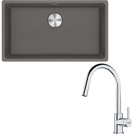 Pack cuve XL Maris Fragranit stone 753 x 433 x 200 mm + mitigeur Lina J douchette - Franke (1/5)