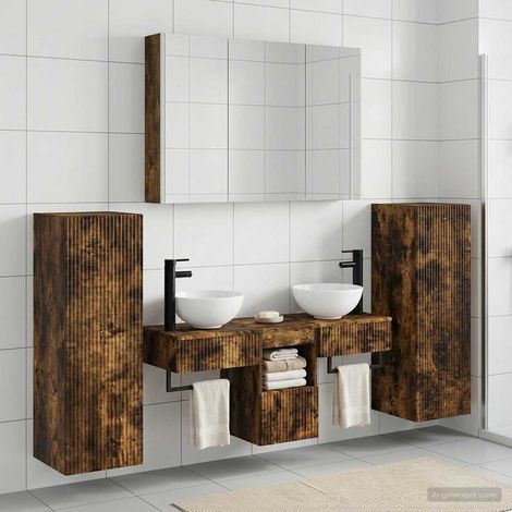 vidaXL Bathroom Furniture Set 6 pcs Smoked Oak (1/5)