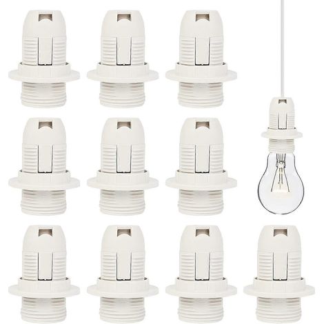 Douille E14 (lot de 10), douille en plastique, 250 V 2 A, étanche et résistante à la chaleur, pour suspensions et lustres. (1/4)