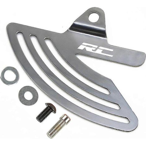 Kettenschutz aus Edelstahl für RC 125/200/390 (2014–2018), inklusive Zehenschutzkette, RC125, RC200, RC390 (2017, 2016) – silbernes RC-Logo