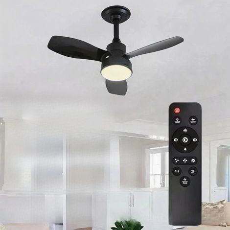 Ventilateur de Plafond 62cm avec Éclairage LED, Télécommande et Moteur Réversible Silencieux,Noir