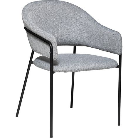 Atmosphera – Fauteuil tissu gris Siron – Structure acier noir – Dossier arrondi avec accoudoirs – Dimensions L. 55 x P. 58 x H. 81 cm