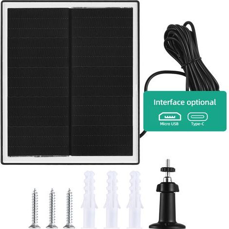 10W solar panel for security camera, 5V USB-C charger, IP65 waterproof, 3m cable, 360° rotating bracket (1/4)