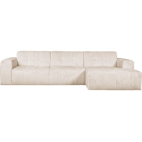 Mobilier Deco – Canapé d'angle droit en tissu capitonné beige – 5 places – Confort optimal – Design élégant pour salon moderne (1/5)