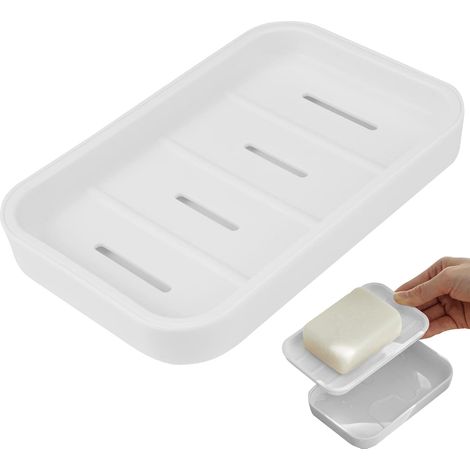 Jabonera de doble capa con drenaje – plástico ligero, para viajes, cocina y baño – compatible con esponjas