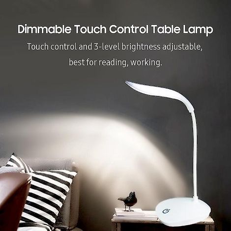 LED-Schreibtischlampe, Nachttischlampe mit flexiblem Schwanenhals, wiederaufladbare Leselampe mit 3 Helligkeitsstufen - yu (1/3)