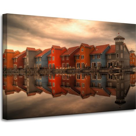 Lienzo impreso "Casas coloridas de los Países Bajos" 90x60 cm