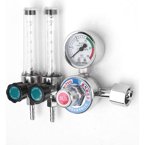 Régulateur de pression antichoc pour gaz argon 0-25 MPa, manomètre à double tube, débitmètre portable léger en alliage de zinc (1/4)