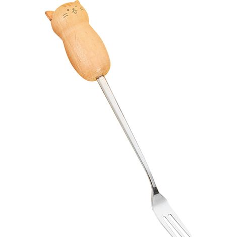 Outil pour mélanger le café en acier inoxydable, motif chat mignon et créatif, idéal pour les desserts glacés et les enfants. Compatible lave-vaisselle. Fourchette chat. (1/5)