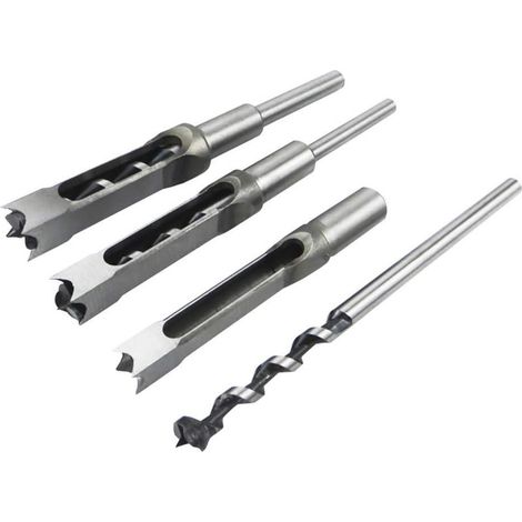Ensemble de 4 forets carrés pour le travail du bois, ciseaux à mortaiser en acier, scies cloches et outils électriques pour charpentiers, diamètres : 1/2, 1/4, 5/16 et 3/8 pouces (1/5)
