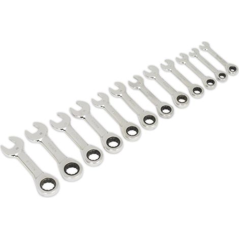 Sealey Stubby Ratchet Combination Spanner Set 12pc Metric S0633 (1/2)