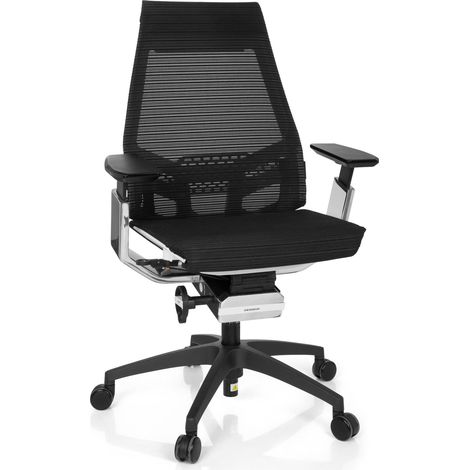 Bürostuhl / Drehstuhl GENIDIA SMART WHITE CM Netz schwarz AL Chrom hjh OFFICE (1/5)