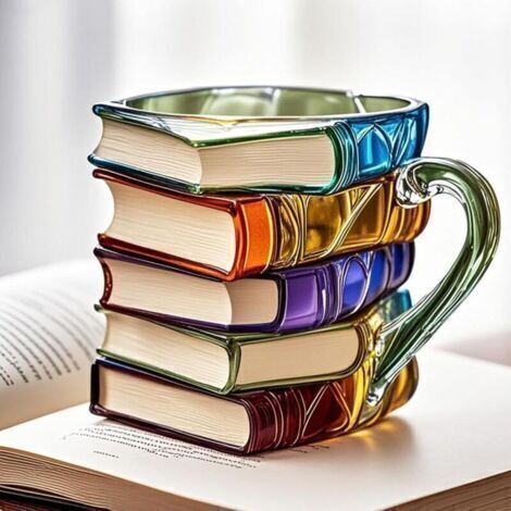 Tasse à café en forme de livre 3D – Mug empilable décoratif pour Halloween et Thanksgiving – Idéal pour les passionnés de littérature (1/2)