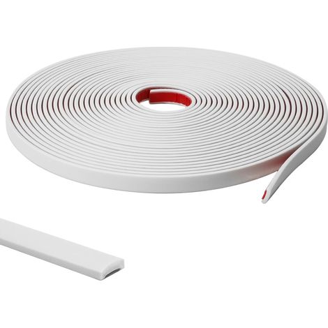 Moldura autoadhesiva 3M, PVC flexible blanco impermeable, tira de acabado autoadhesiva para paredes, azulejos, ventanas, puertas, espejos, salpicaderos y muebles, blanco (pintable) - (ANCHO: 1 CM, GRO (1/5)