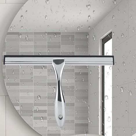 Essuie glace de salle de bain en acier inoxydable de 12 pouces avec crochet, réutilisable pour l'essuie glace de fenêtre, l'essuie glace de porte de douche, l'essuie glace de pare brise de voiture (1/5)