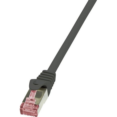 LogiLink CQ2083S RJ45 Patchkabel CAT 6 S/FTP 7.50 m Schwarz Flammwidrig, mit Rastnasenschutz 1 St.