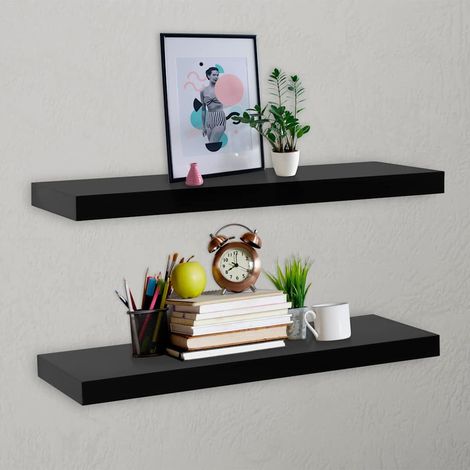 vidaXL Estantes flotantes de pared 2 unidades negro 100x20x3,8 cm (1/5)