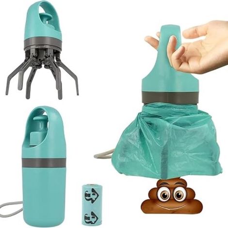 Recogedor portátil para excrementos con bolsas recolectoras, herramienta rápida para recoger las heces de las mascotas. (1/5)