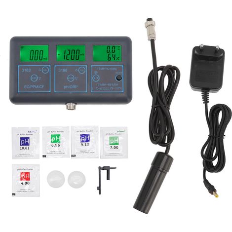 Monitor WiFi Calidad Agua, Medidor pH EC ORP TDS con App Tuya, Calibración Automática – Ideal para Acuarios y Piscinas (1/5)