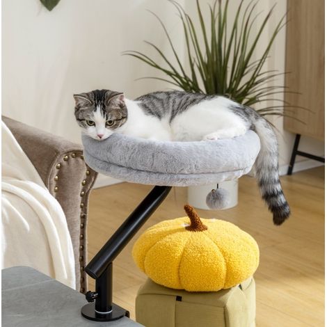 Hamaca para gatos de escritorio 360° orientable, altura ajustable, gris DESVIAE (1/5)