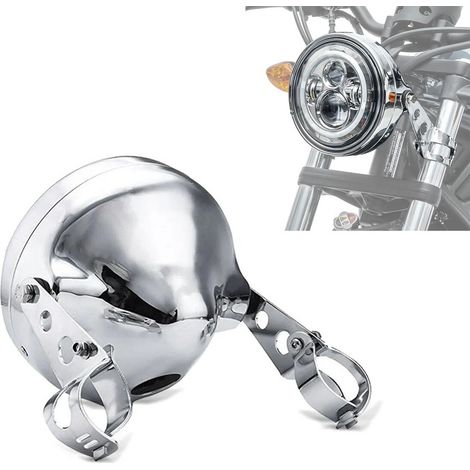 Cuvelage Optique 7" - Aluminium - Phare Rond - Chromé - Avec Fixations Phare moto (1/5)