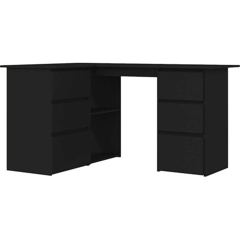 Maison Exclusive - Bureau d'angle Noir 145x100x76 cm Bois d'ingénierie