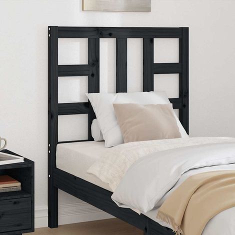 vidaXL Cabecero de cama madera maciza de pino negro 81x4x100 cm (1/5)