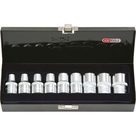 KS Tools - Coffret de 9 douilles TORX®, L.38 mm - 1/2'' - E10 à E24 - 922.1369 (1/2)
