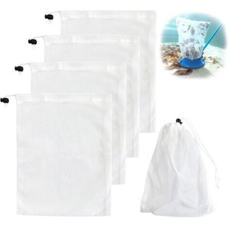 Lot de 5 sacs filtrants pour aspirateurs de piscine, 32x 23cm, en maille fine avec cordon de verrouillage, réutilisables, universels, pour aspirateurs de piscine (1/5)