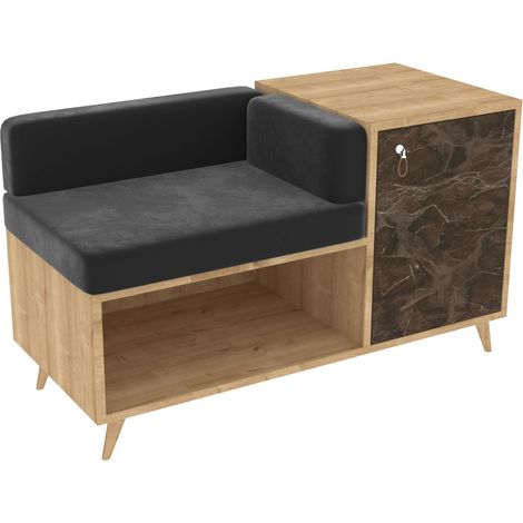 Banc d'entrée 1 place avec niche et porte effet marbre ANZER (1/3)