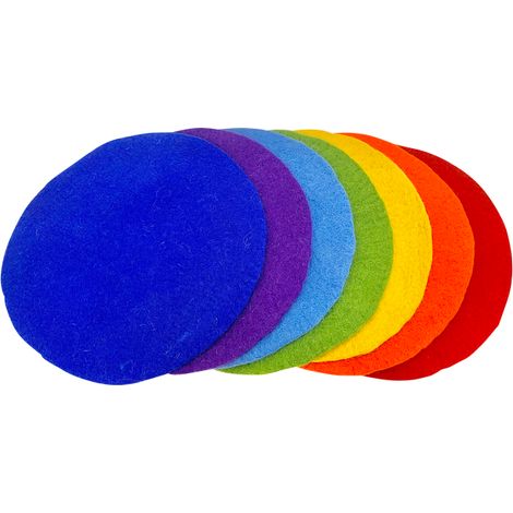Tapis Ronds Polyvalents Coloris Arc-en-Ciel pour la Maison, Diamètre 30 cm - Lot de 7 Pièces - PANGIVO (1/2)