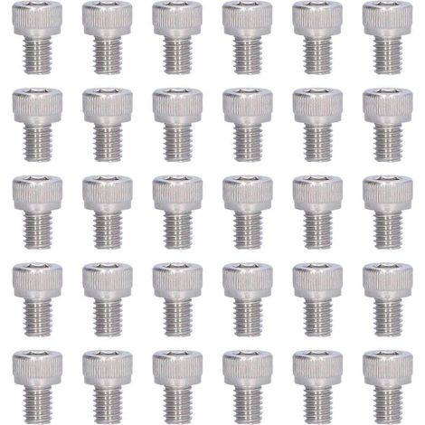 Lot de 30 vis M6 en acier inoxydable 304 A2-70 à tête hexagonale creuse, norme DIN 912M6x8 (1/5)