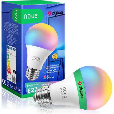NOUS P3Z Ampoule intelligente ZigBee RGB E27, Compatible avec 16 Millions de Couleurs, Contrôle Vocal et Par Application, 2700-6500K (1/5)