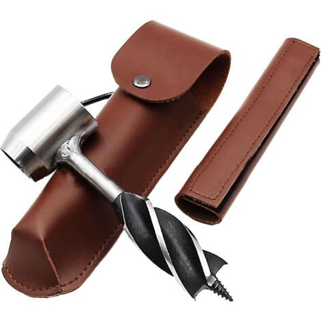 Ensemble de perceuses à main, perceuse de survie avec étui, perceuse manuelle pour le travail du bois, la randonnée, le camping et l'aventure. (1/5)