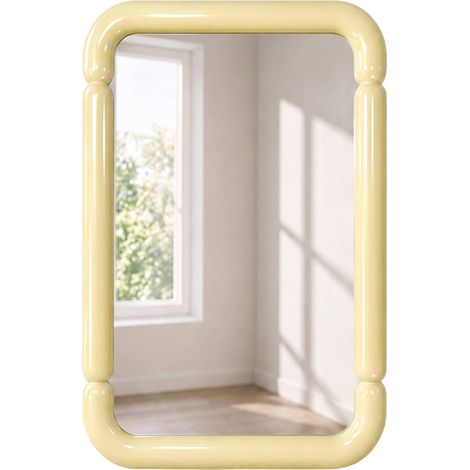 Miroir rectangulaire décor bois 106cm jaune - Volt