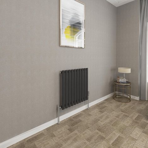 600x590mm Black Single Oval Column Radiator Horizontal Modern Central Heating Radiators (1/5)