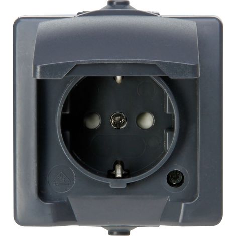 Kopp 107815006 Feuchtraum-Schalterprogramm Steckdose mit Klappdeckel Nautic Anthrazit 1 St. (1/2)
