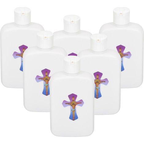 Lot de 6 bouteilles d'eau bénite vides, contenants pour eau bénite catholiques et chrétiennes, rechargeables pour les fêtes-12x6cm (1/4)
