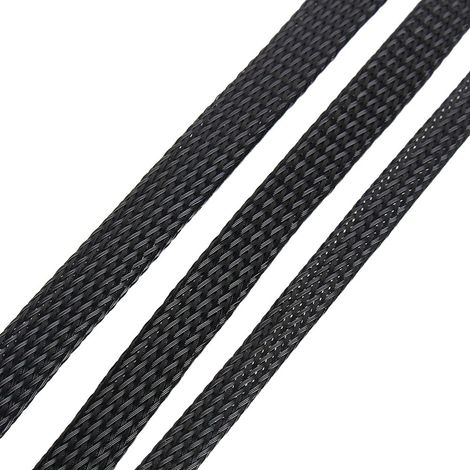 Gaine tressée extensible en PET noir de 10 mm, haute densité, 10 m (1/5)