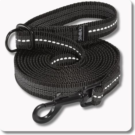 Verstellbare Anti-Rutsch-Leine mit Reflektor SCHWARZ - 3m, 86MM TWISTLOCK - Hund 15-80kg (1/5)