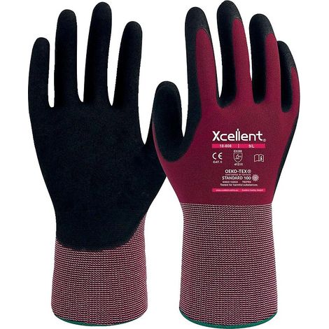 Gants dextérité nylon enduction nitrile jauge 1818-008 taille 9 - sachet de 12 paires - XCELLENT