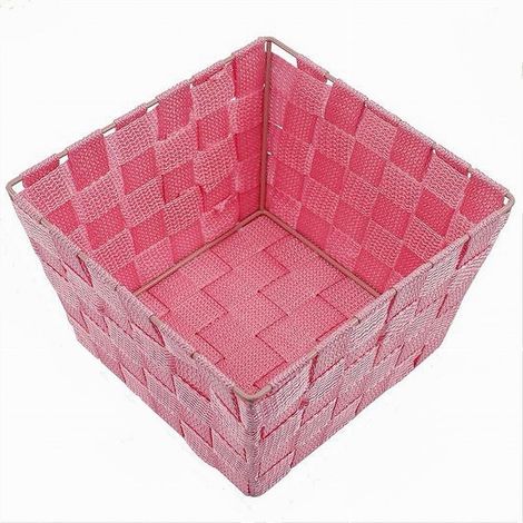 Cleafe - Portaoggetti Rosa Organizer Bagno Camera Cucina In Tessuto 16 X 16 X 8.5cm 79005 - (1/3)