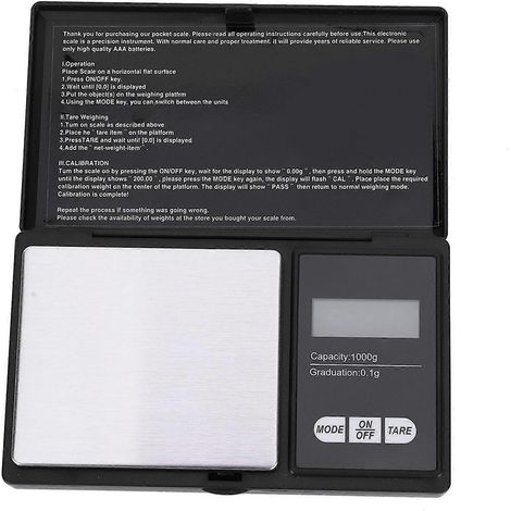 Mini balance de poche de haute précision, affichage numérique LED, pour bijoux en or, argent et diamants (1000 g/0,1 g) (1/4)