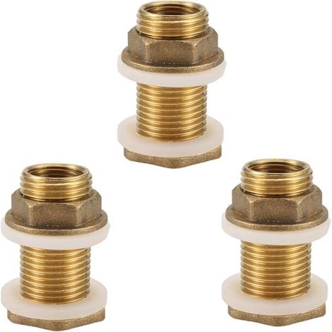 Raccord Cloison Laiton 3 Pièces 3 8 Pouce 1 2 Mâle Connecteur Réservoir Eau Fileté Anneau (1/4)