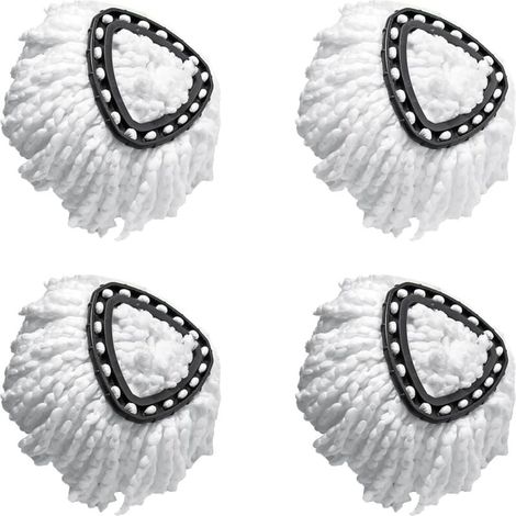 Lot De 4 Têtes De Vadrouille Compatible Vileda EasyWring Et Clean Turbo Classic Rechange 2 En 1 Blanc (1/4)