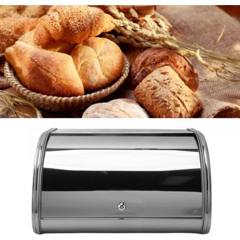 Boîte à pain en métal, côtés plats, boîte de rangement de bureau de style américain, organisateur alimentaire, finition miroir sur les côtés plats. (1/5)