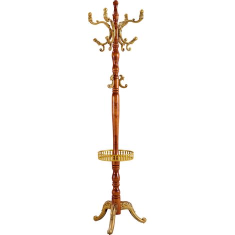 Perchero de pie europeo de madera y metal con ganchos múltiples, 195 cm (1/5)