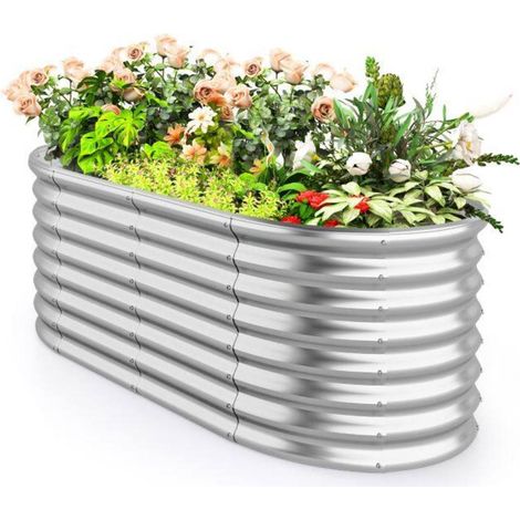 Métal galvanisé, bac potager surélevé 165 x 80 x 60 cm avec fond ouvert et drainage pour jardin (1/5)
