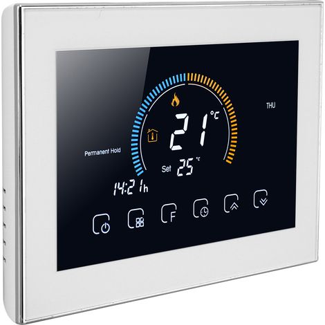 BHT 8000GB Intelligenter programmierbarer Raumthermostat mit Sprachsteuerung per App, LCD-Touchscreen, AC 95–240 V, Weiß (1/5)